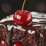 Close-up of chocolate cherry cake