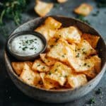 Cottage cheese chips – high-protein, low-carb snack in bowl