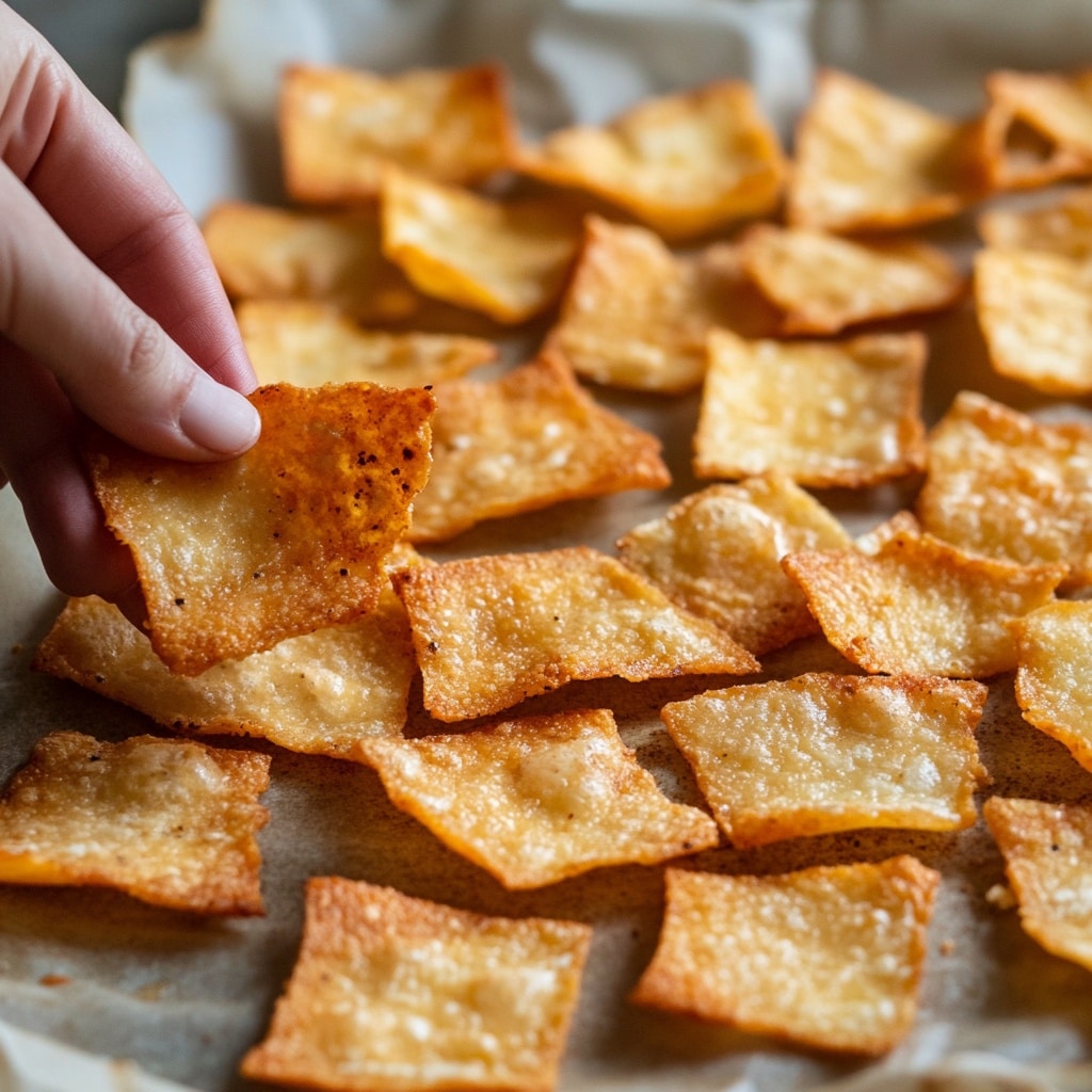 Crispy cottage cheese chips cooling on tray