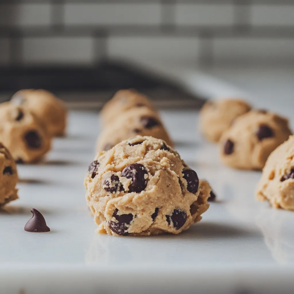 chickpea-chocolate-chip-cookies-no-flour-step Close-up of chickpea chocolate chip cookies no flour before baking