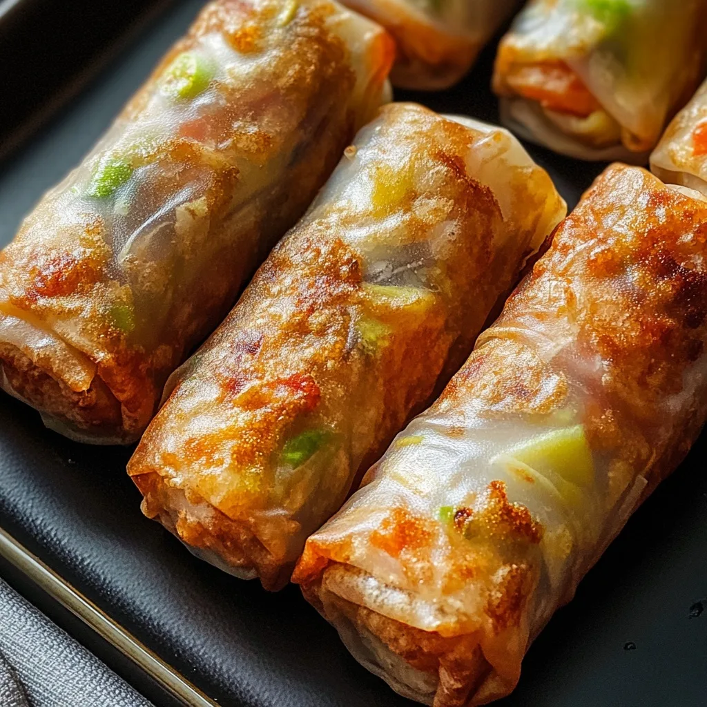 Taste Air Fryer Rice Paper Noodle Rolls: A Crispy, Healthy Appetizer You'll Love Taste Air Fryer Rice Paper Noodle Rolls Close-up of crispy air fryer rice paper noodle rolls on dark tray