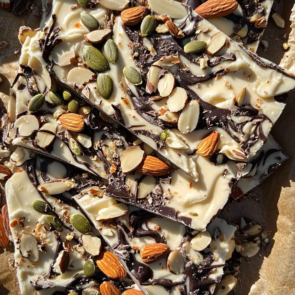 High Protein Greek Yogurt Bark – The Best Frozen Snack You’ll Crave Daily High Protein Greek Yogurt Bark Greek yogurt bark with dark chocolate drizzle, pumpkin seeds, and almonds