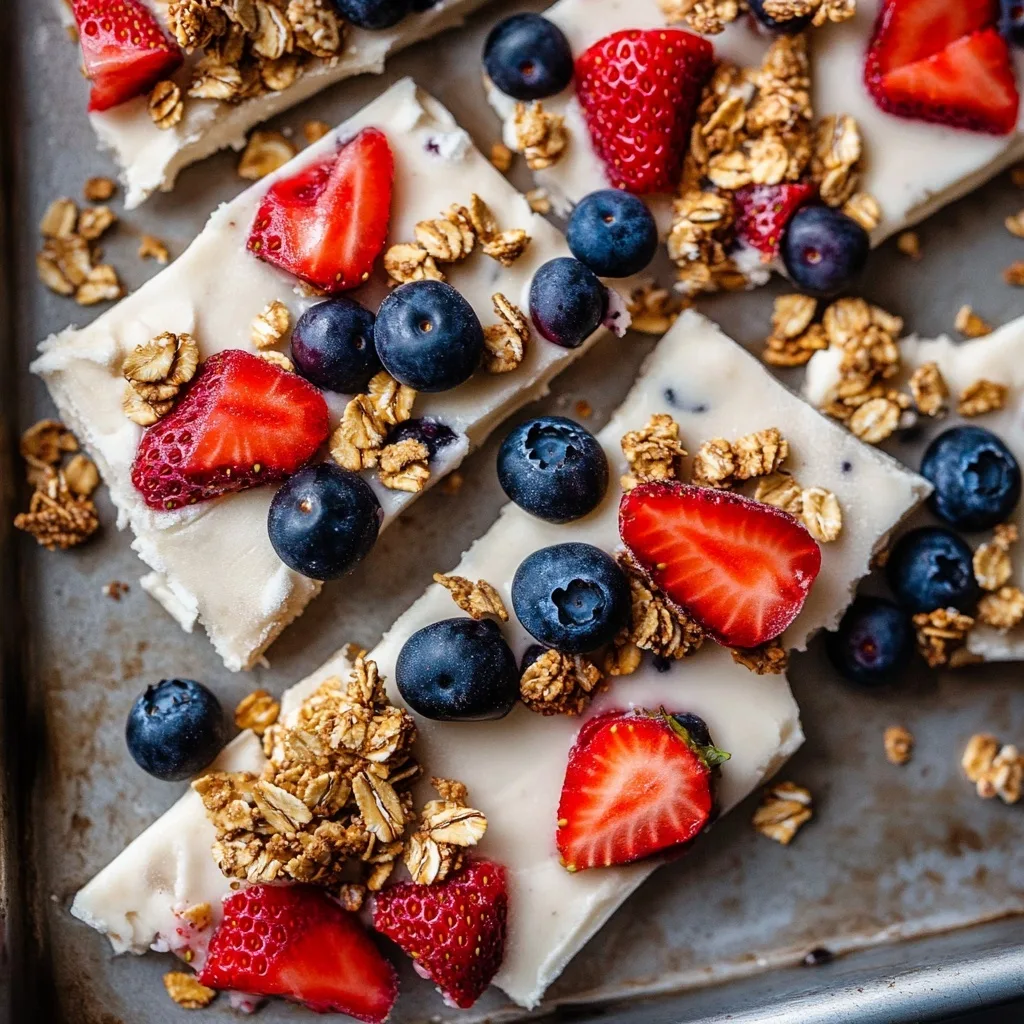 High Protein Greek Yogurt Bark – The Best Frozen Snack You’ll Crave Daily High Protein Greek Yogurt Bark High protein Greek yogurt bark with strawberries, blueberries, and granola