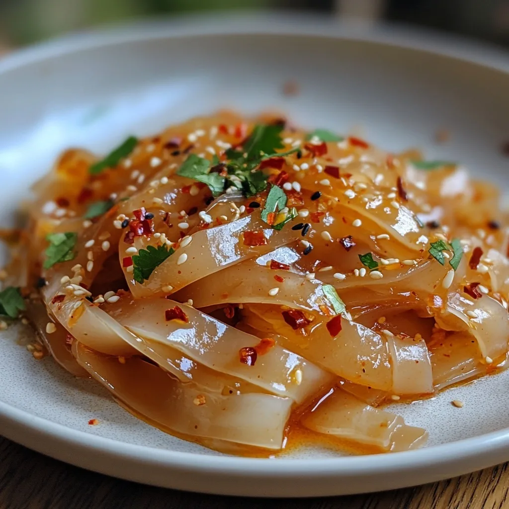 Rice Noodle Paper – The Ultimate Guide to Quick, Chewy & Gluten-Free Creations Rice Noodle Paper Folded translucent rice noodle paper rolls topped with sesame, scallions, and red chili